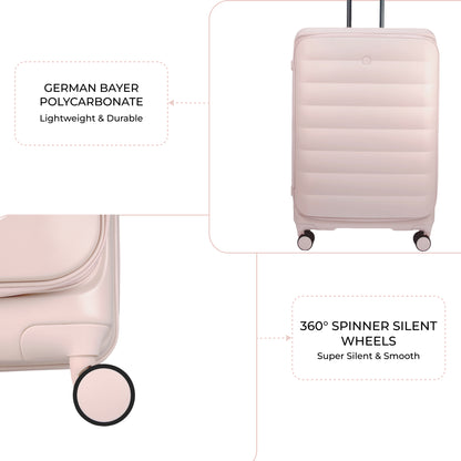 Valencia Front-Opening Strolley Silk Rose Set of 3 Suitcases