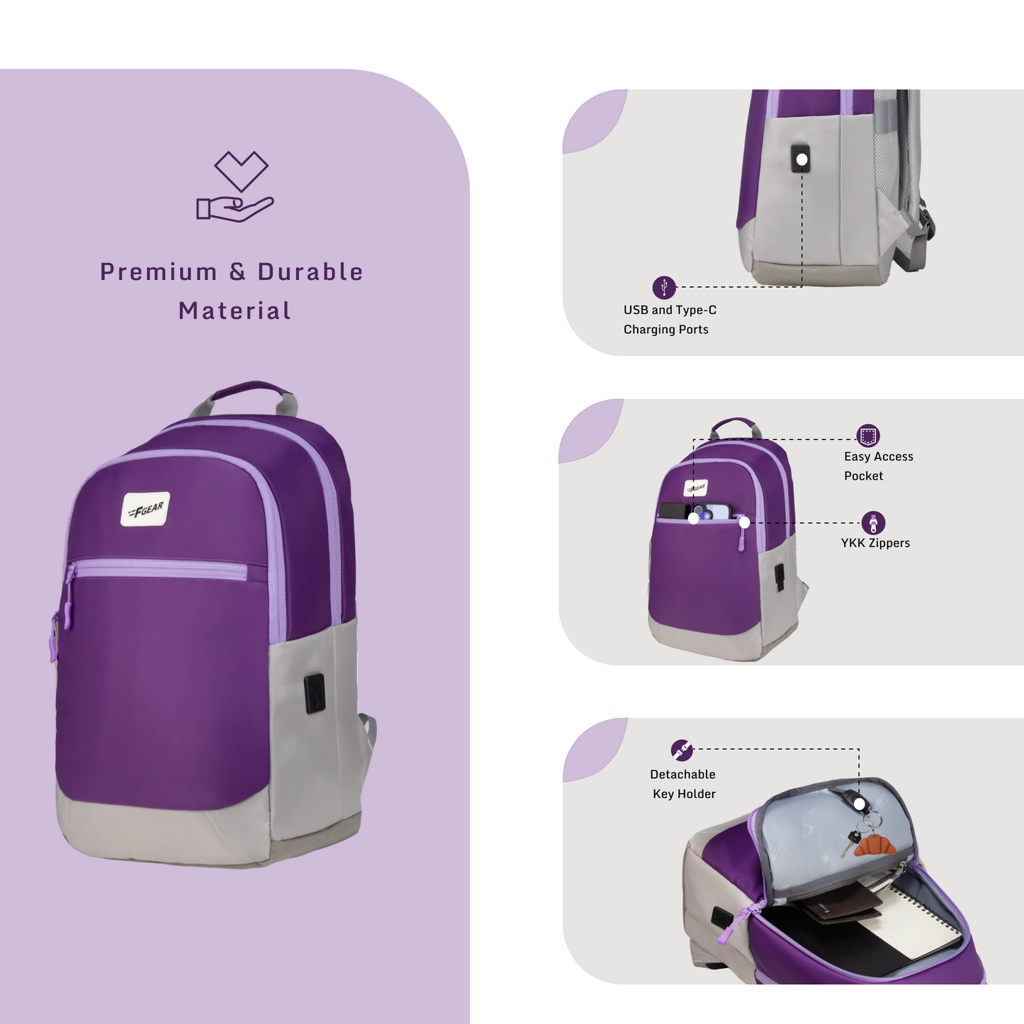 Balanzo 16L Dark Purple Laptop Backpack