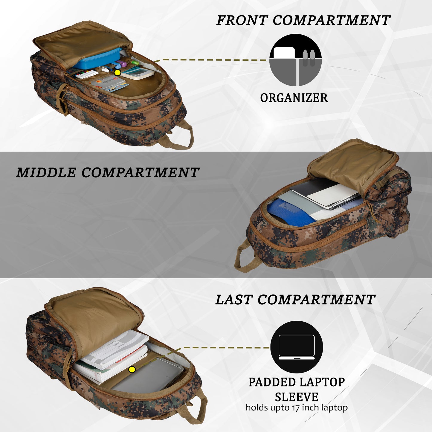 Military Raider 30L Marpat WL Digital Camo Backpack With Rain Cover