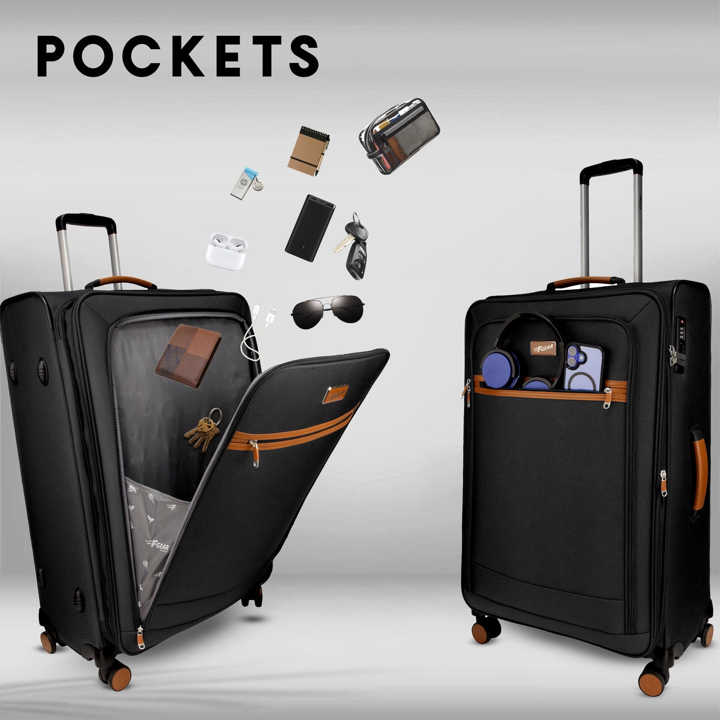 SoftAir Large Black Check-in Suitcase