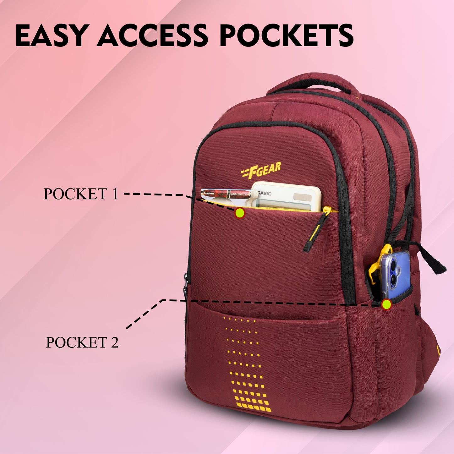 Ember 36L Maroon Backpack with Rain cover