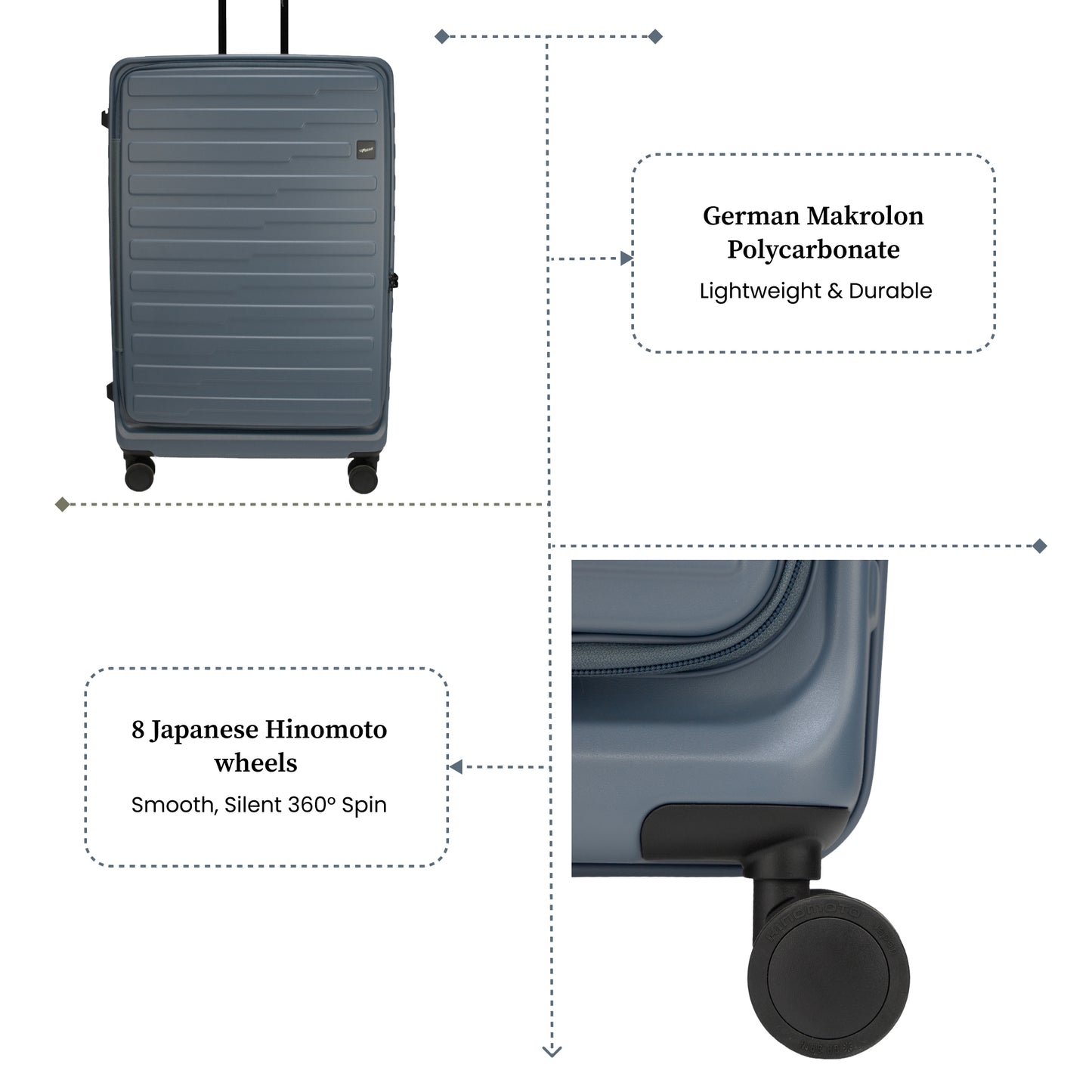 Sedona Large Stone Blue 79 cms Front-Opening Strolley