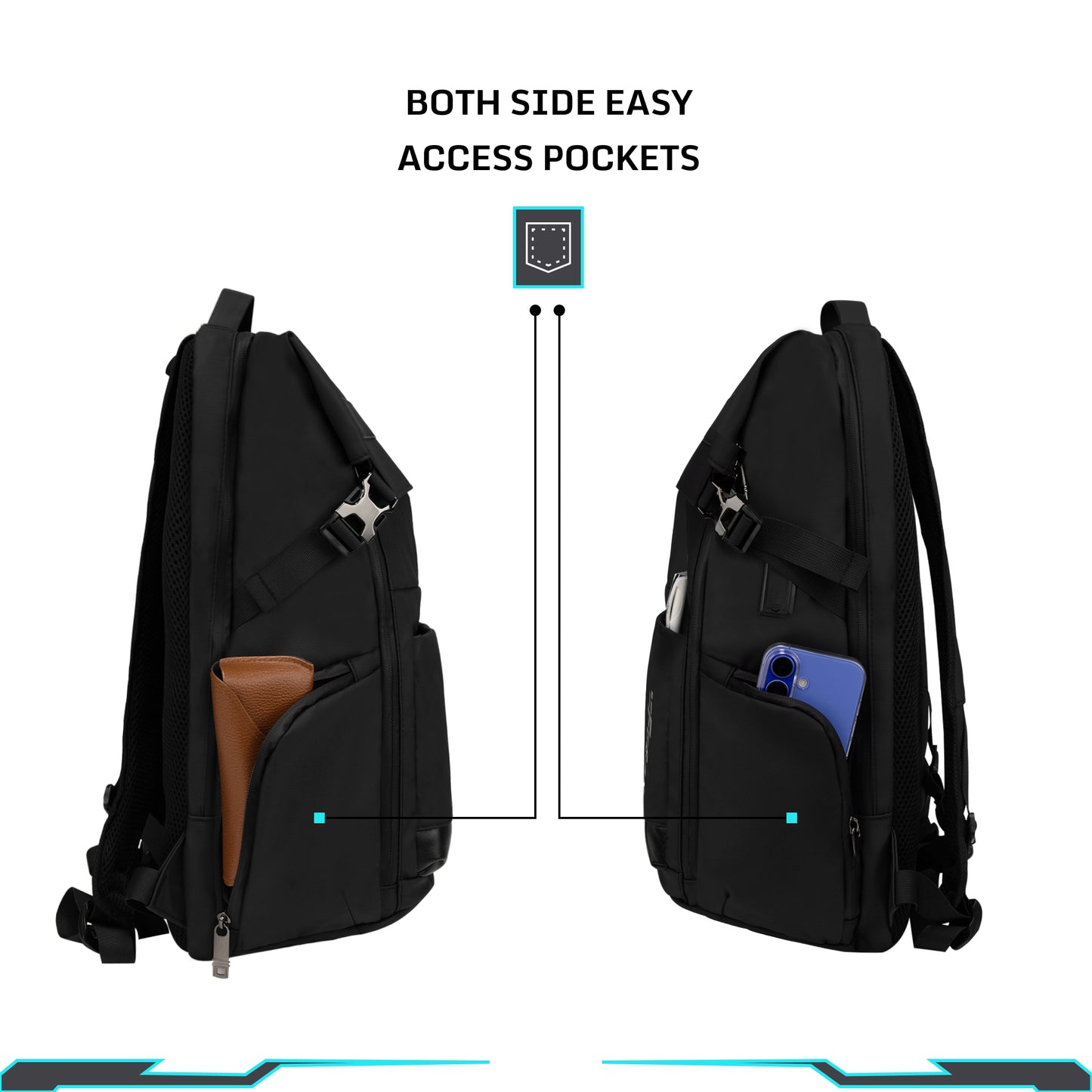 Oslo 21L Black Laptop Backpack