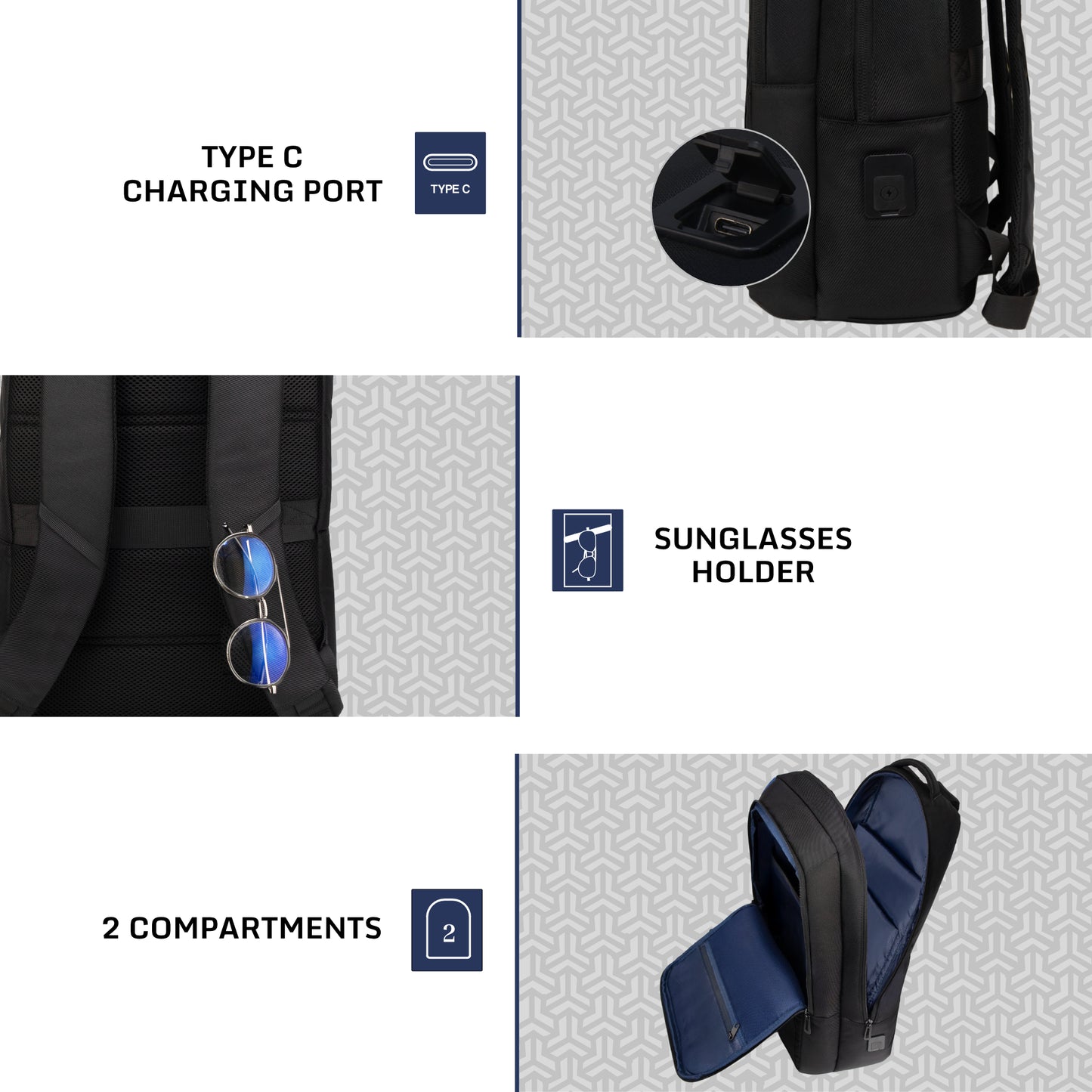 Kingsley 24L Black Laptop Backpack