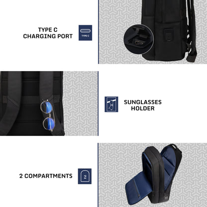 Kingsley 24L Black Laptop Backpack