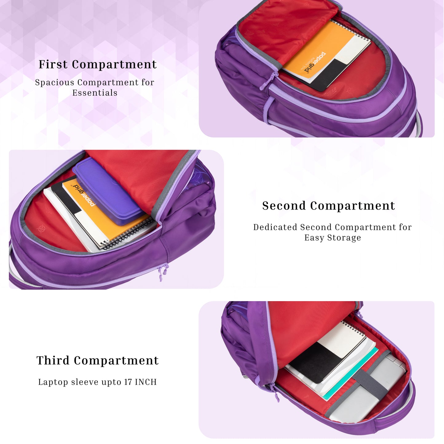 Century Dark Purple 27L Laptop with Raincover