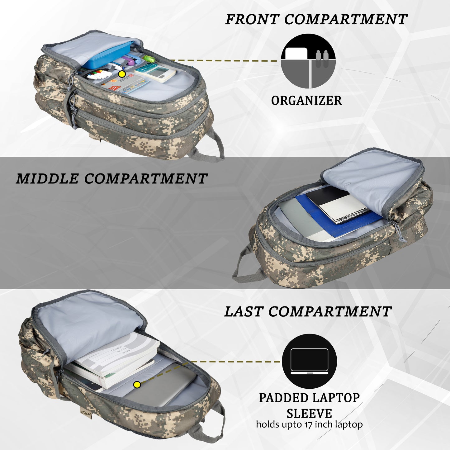 Military Raider 30L Marpat ACV Digital Camo Backpack With Rain Cover