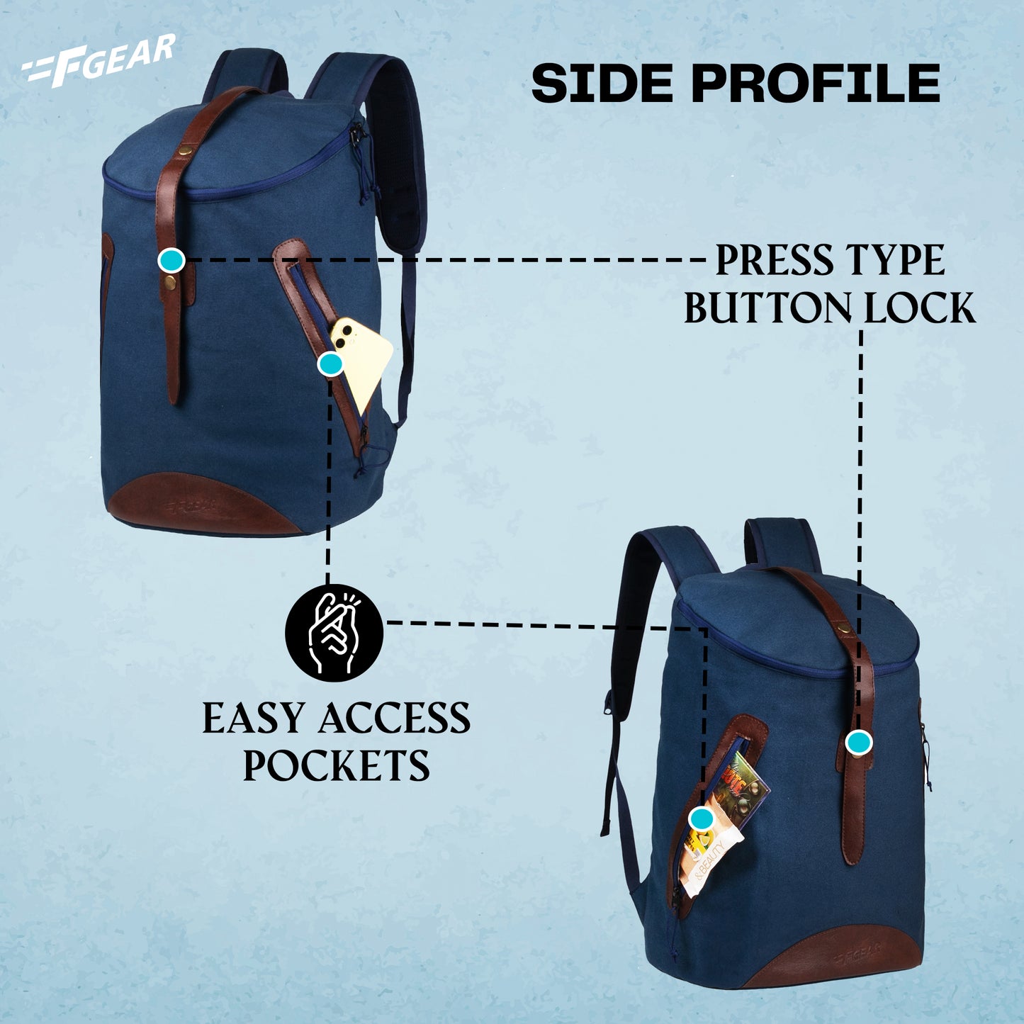 Cobalt 27L Navy Canvas Backpack
