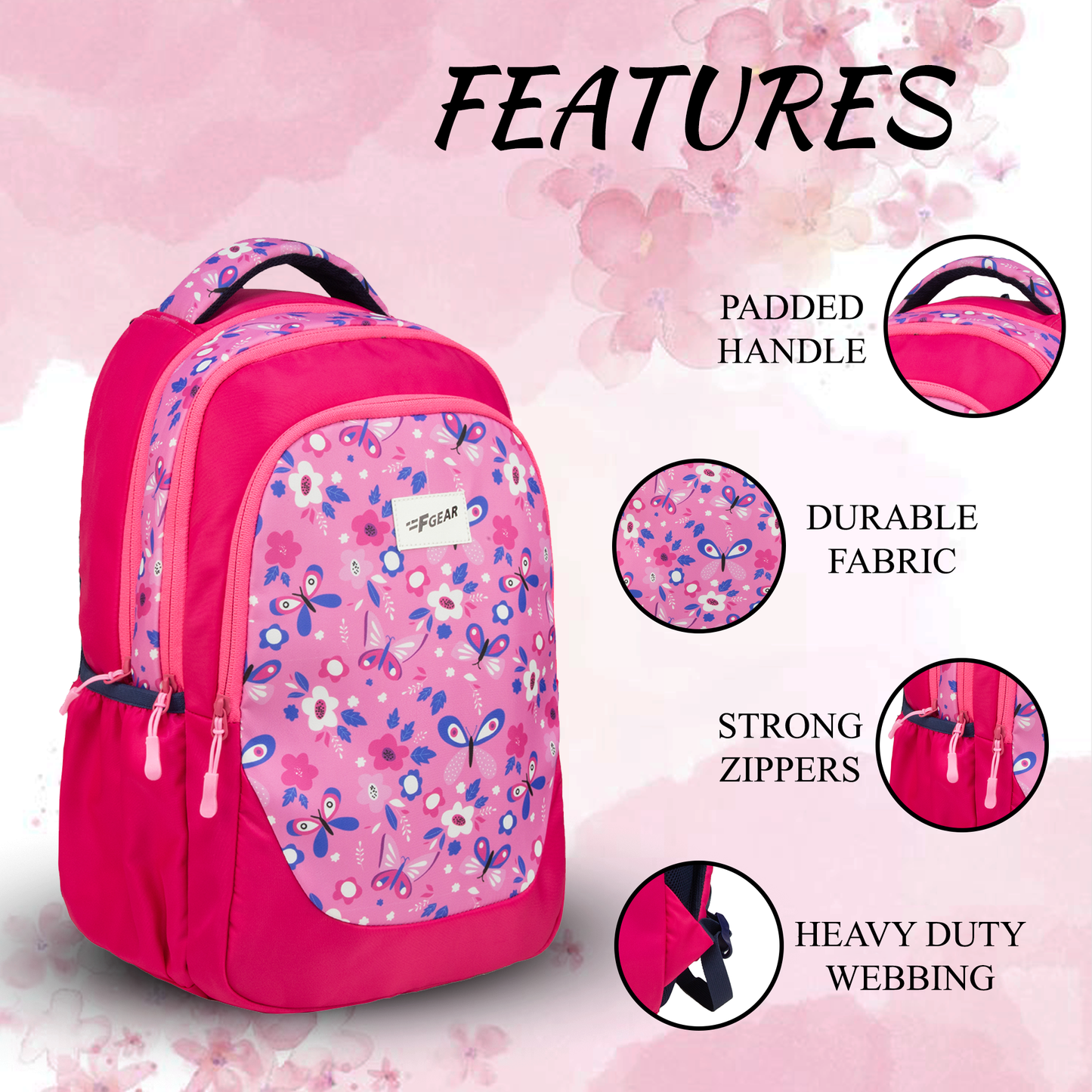 Panya 21L Dark Pink Mulberry Butterfly Backpack