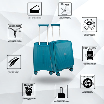 F Gear Myton Small Front Opening Cyan Blue Cabin Strolley