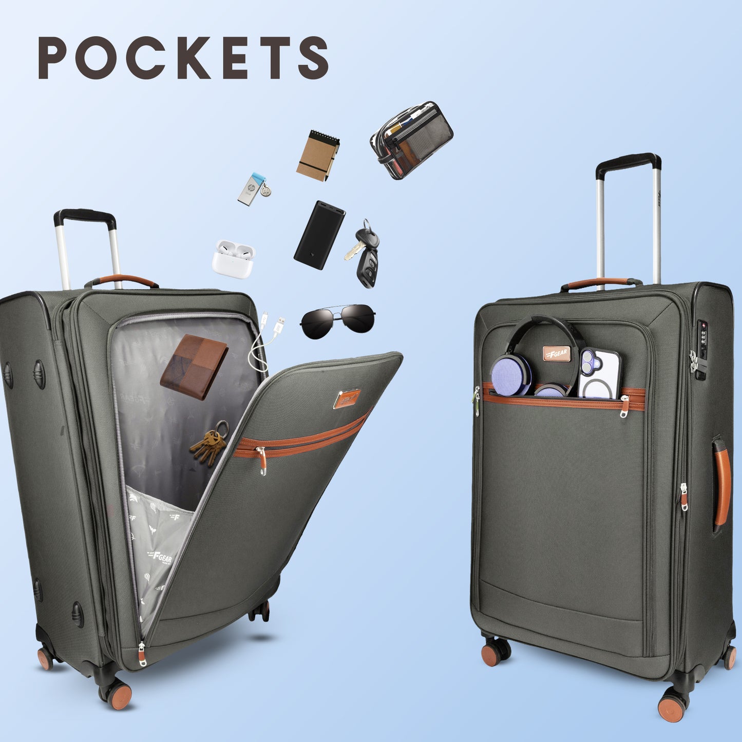 SoftAir Large Grey Check-in Suitcase