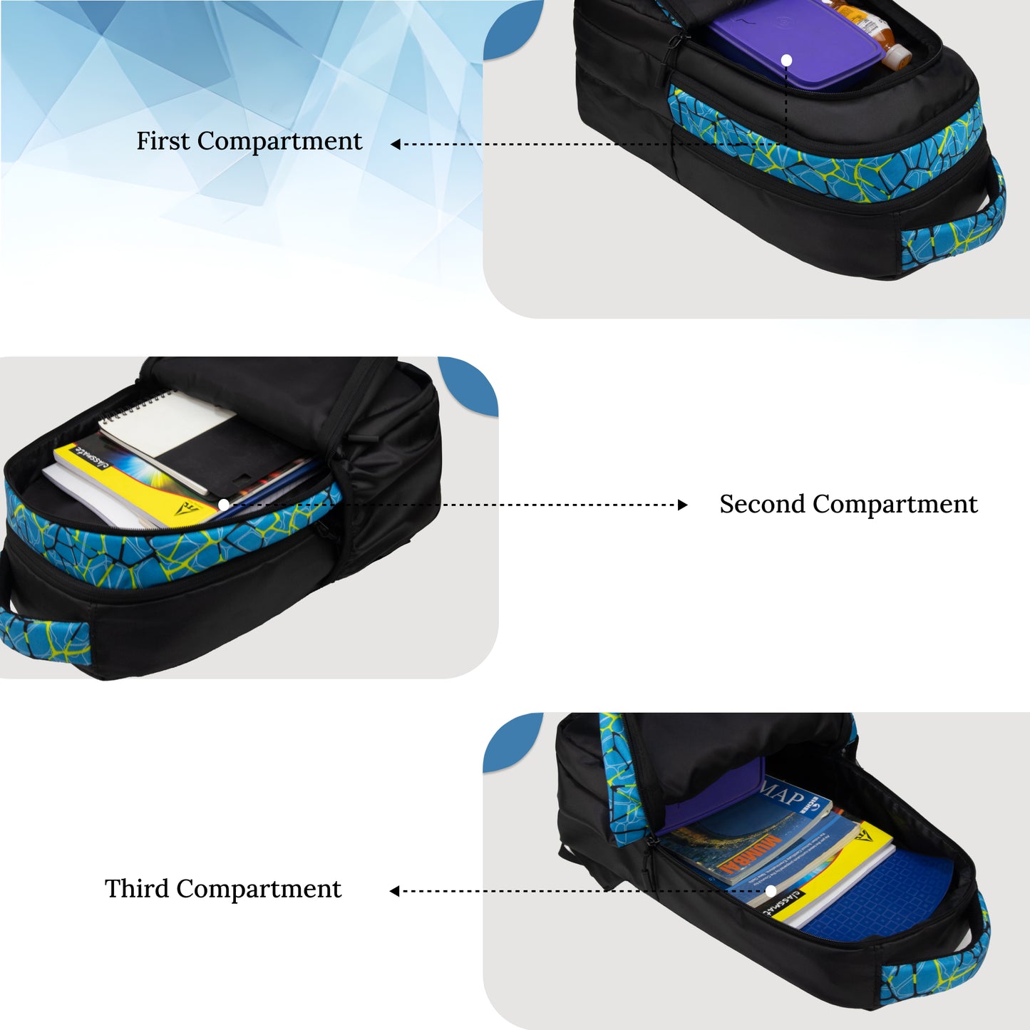 Panya 21L Black Blue Nested Backpack