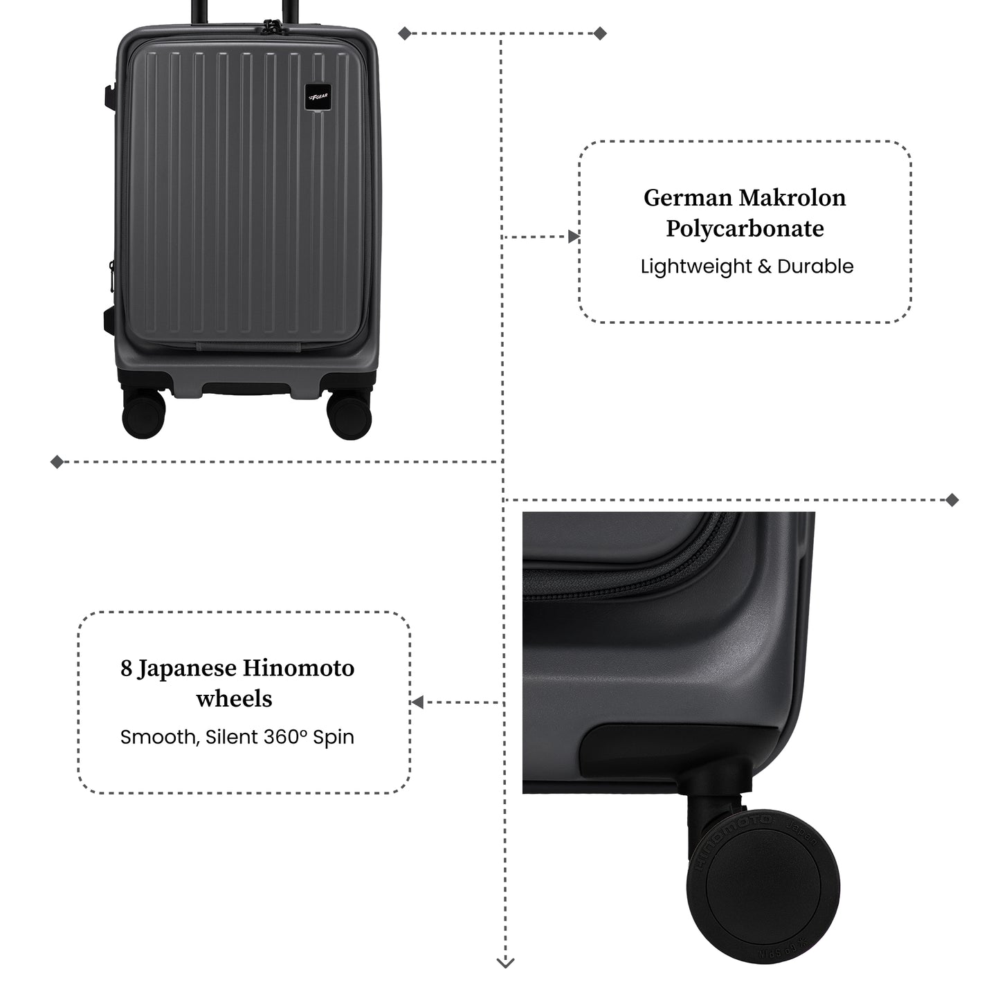 Montreal Small Cabin Pro Steel Grey 54 cms Front-Opening Strolley