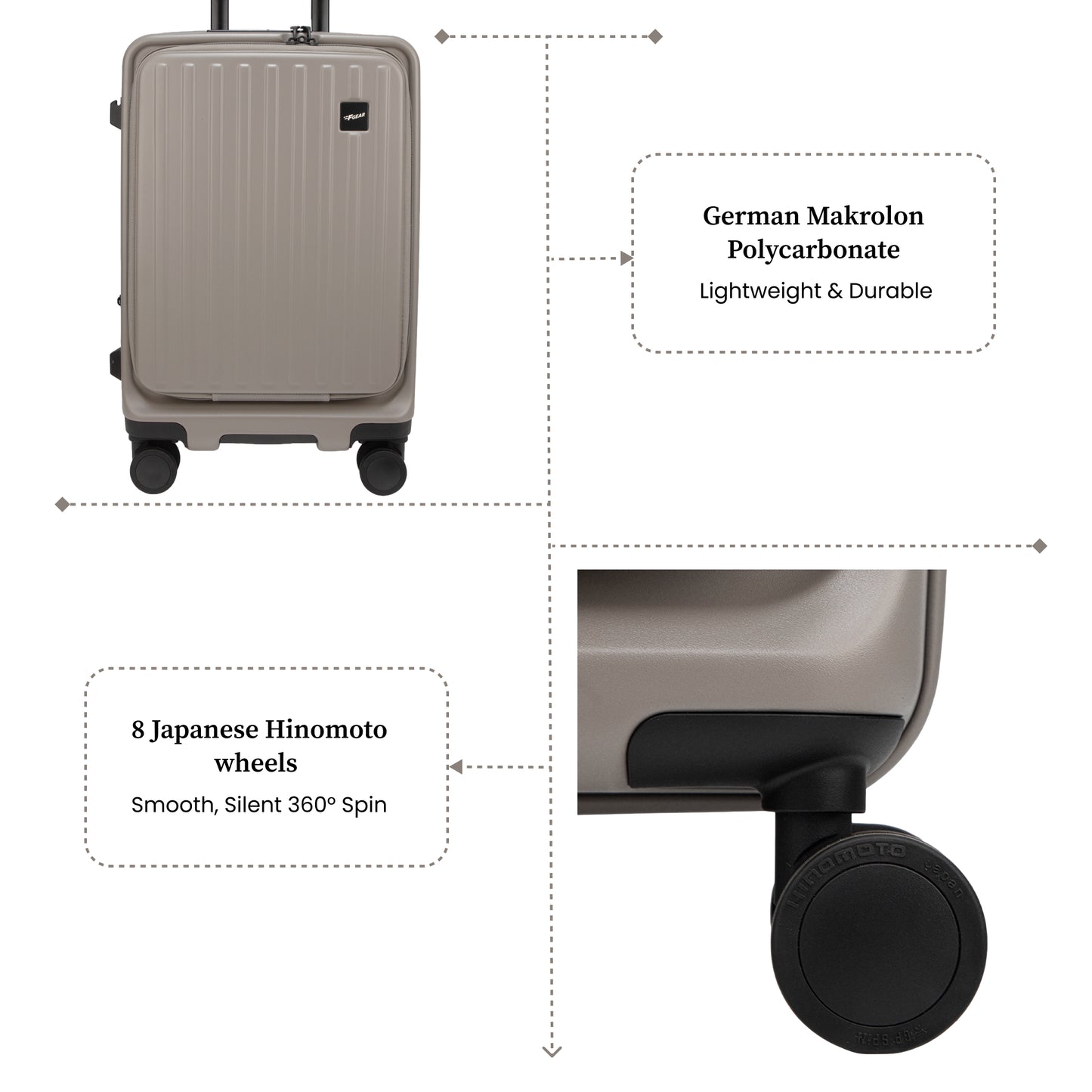 Montreal Small Cabin Pro Taupe 54 cms Front-Opening Strolley