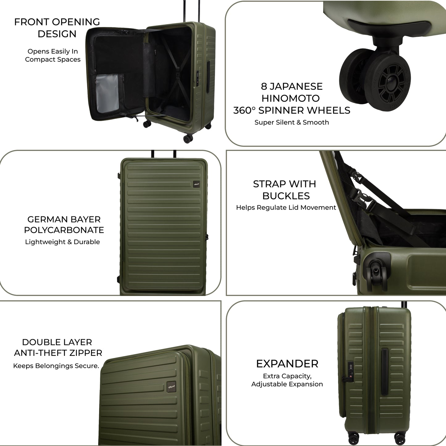 Windsor Army Green 76 cms Large Front Opening Trunk-Style Check-in Strolley with Expander