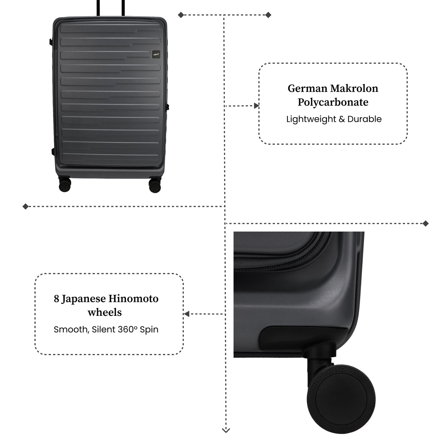 Sedona Small Cabin Pro Steel Grey 55 cms Front-Opening Strolley