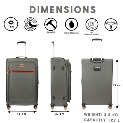 F Gear SoftAir Large Grey Check-in Suitcase