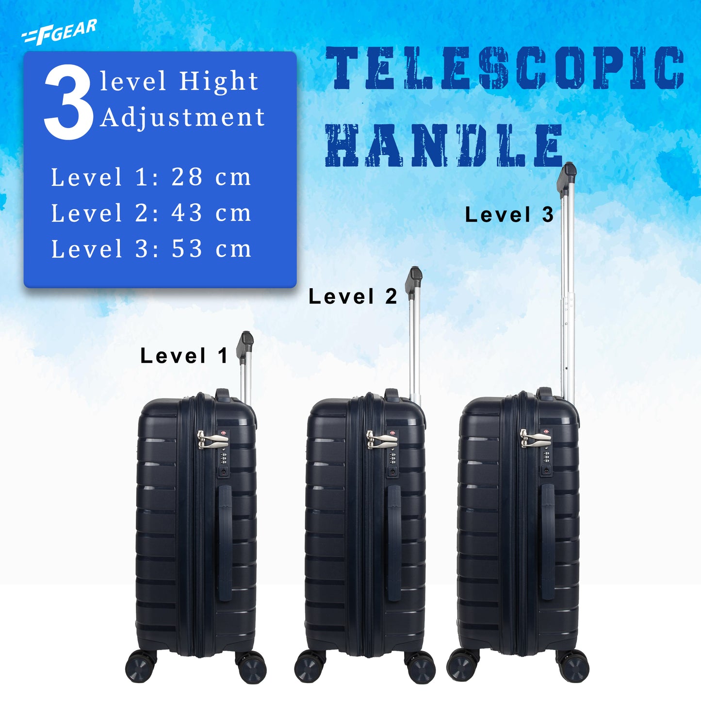 Bastion 20" Navy Blue Expandable Small Carry-On Luggage Suitcase
