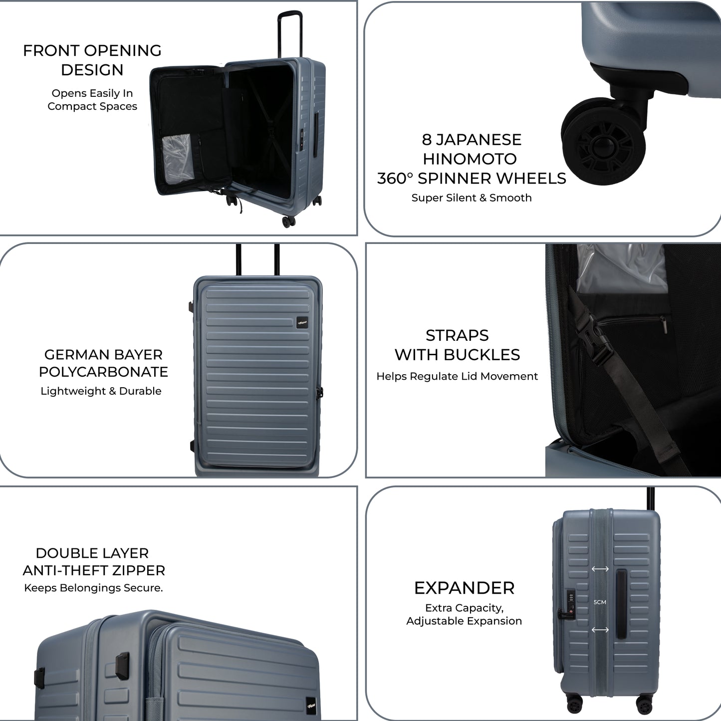 Windsor Stone Blue 68 cms Medium Front Opening Trunk-Style Check-in Strolley with Expander