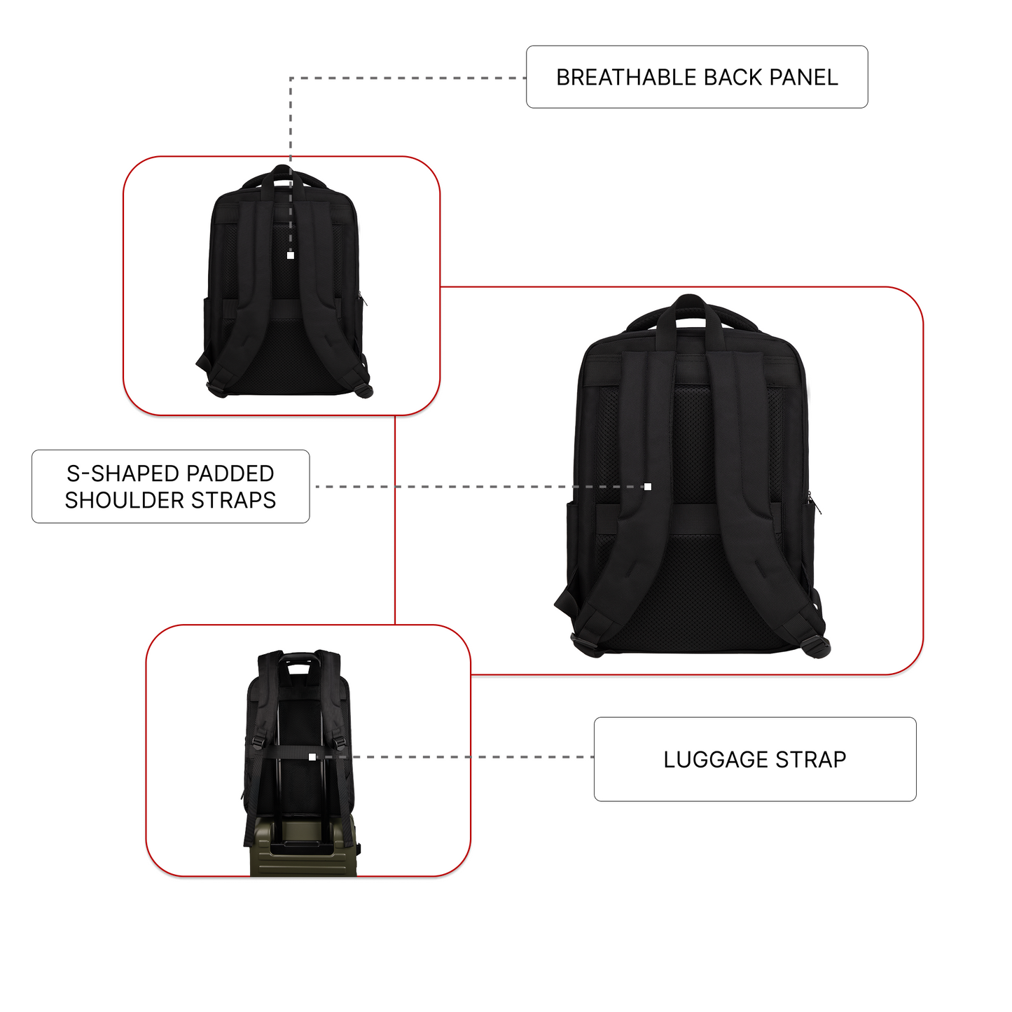 Kenton 19L Black Laptop Backpack