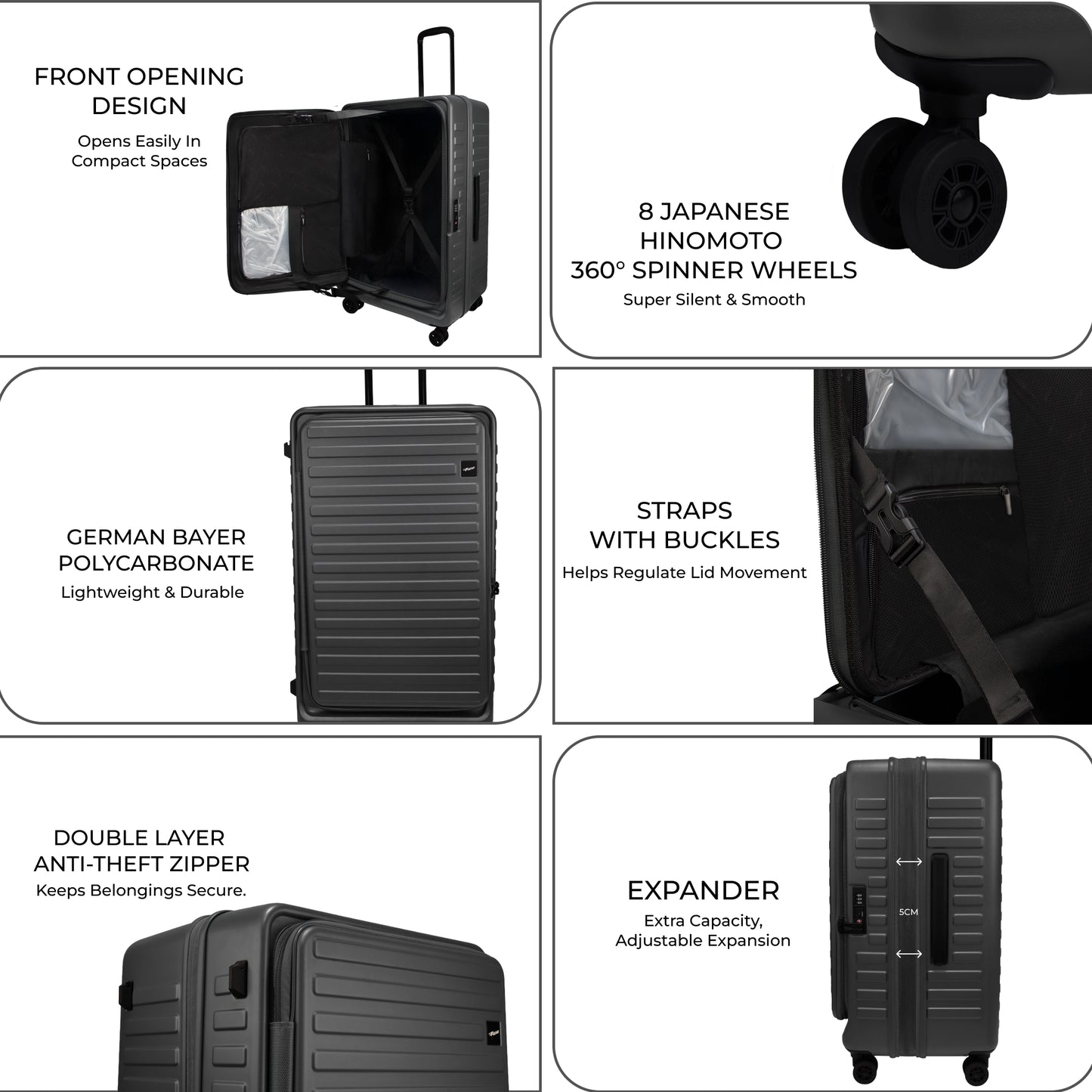 Windsor Steel Grey 68 cms Medium Front Opening Trunk-Style Check-in Strolley with Expander