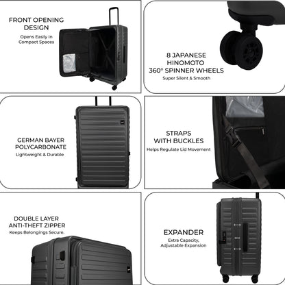 Windsor Steel Grey 68 cms Medium Front Opening Trunk-Style Check-in Strolley with Expander
