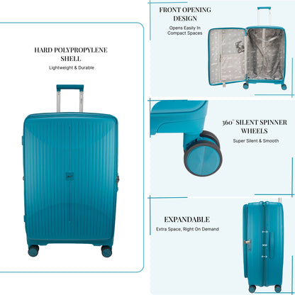 F Gear Myton Large Front Opening Cyan Blue Check-in Strolley