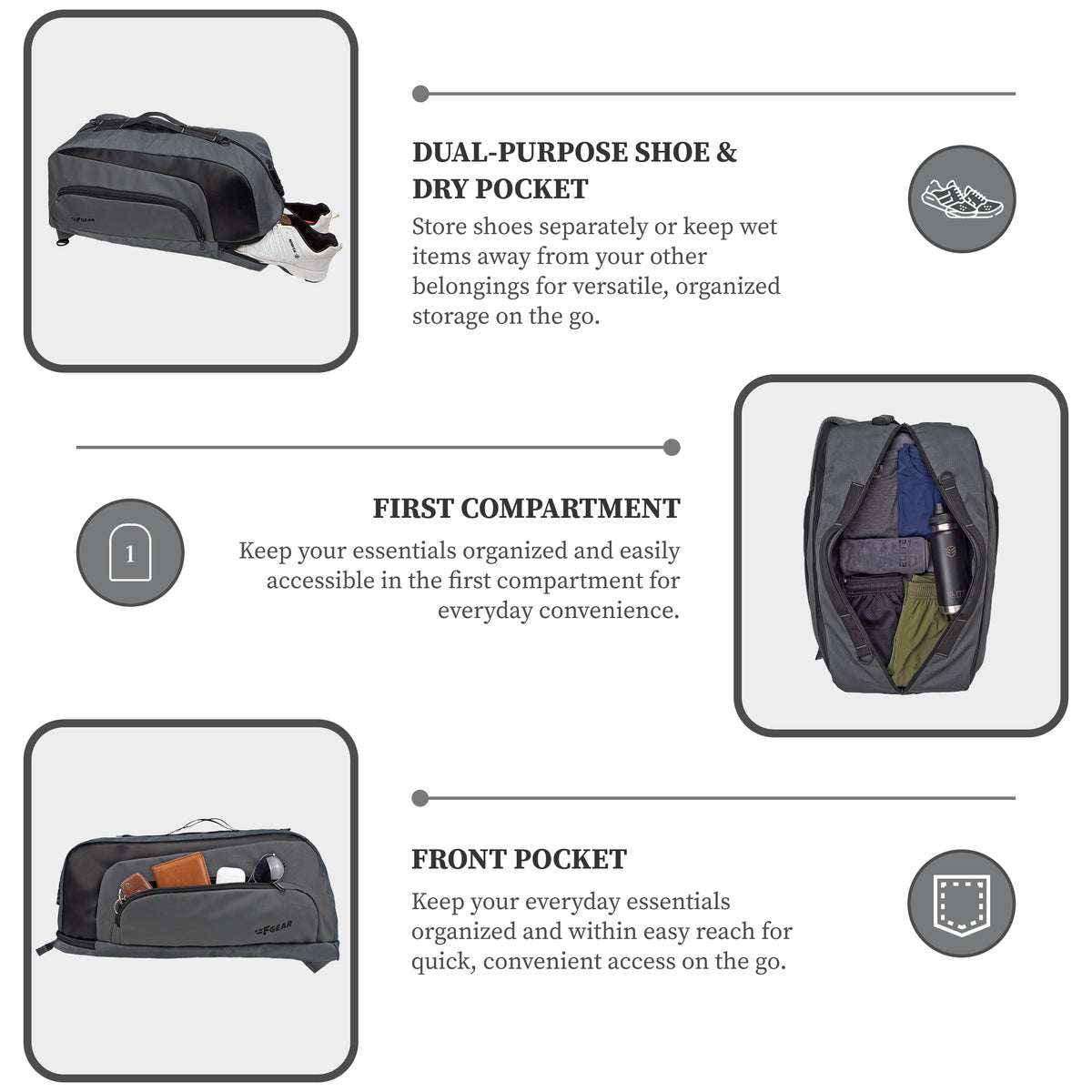 Thunder 37L Grey Convertible Backpack cum Duffel