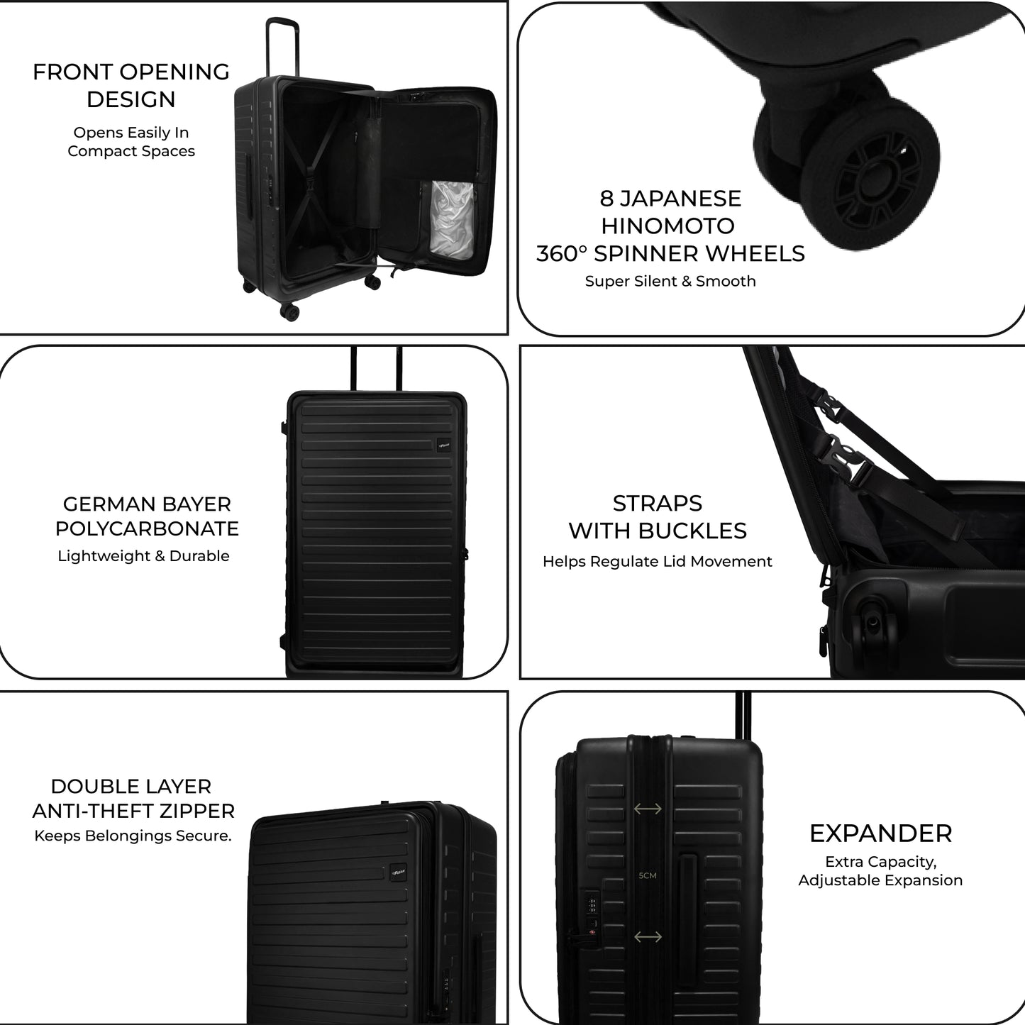 Windsor Black 76 cms Large Front Opening Trunk-Style Check-in Strolley with Expander