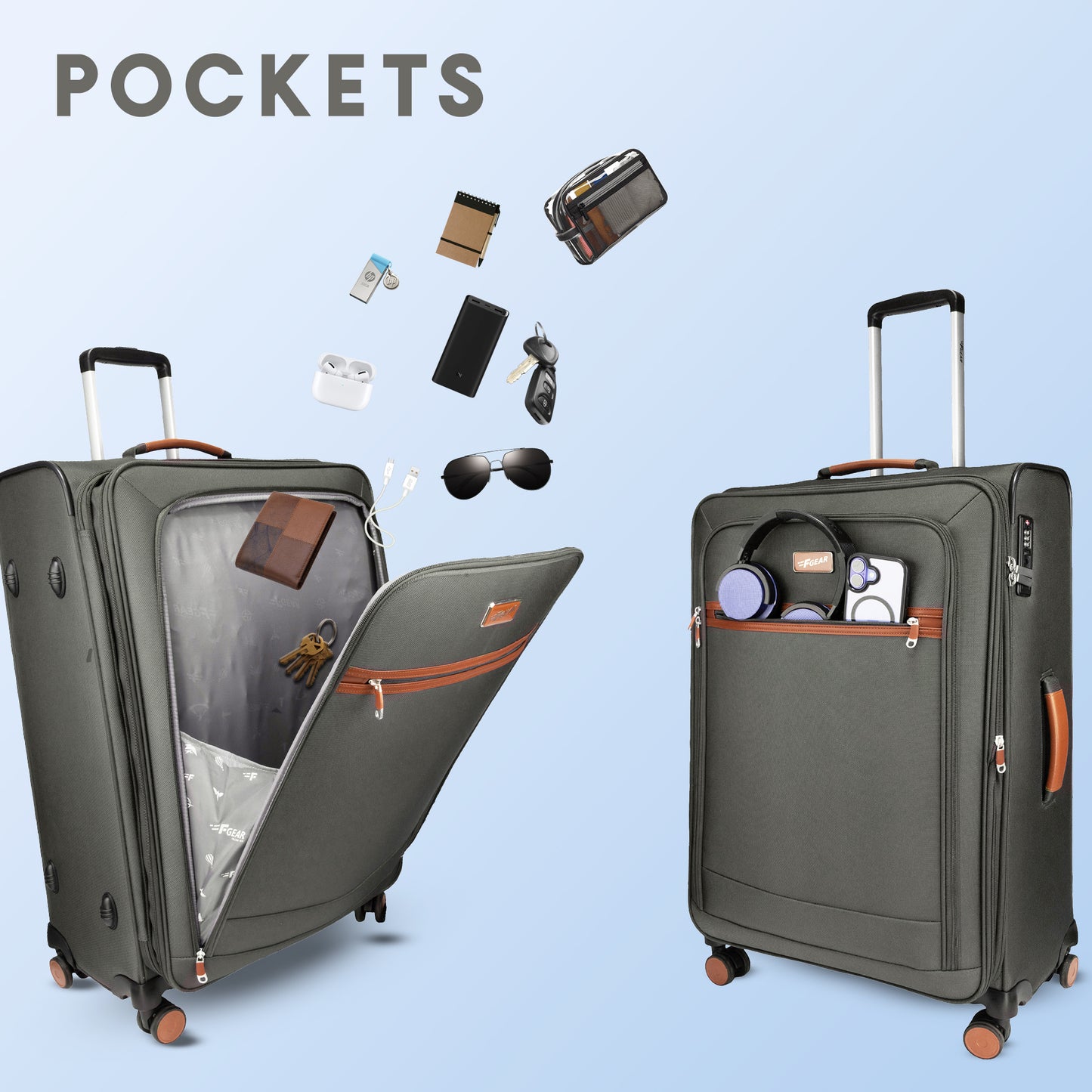 F Gear SoftAir Medium Grey Check-in Suitcase