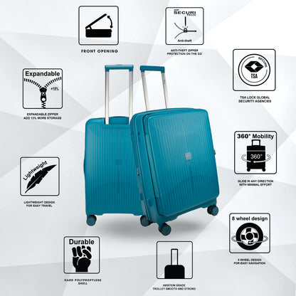 Myton Large Front Opening Cyan Blue Check-in Strolley