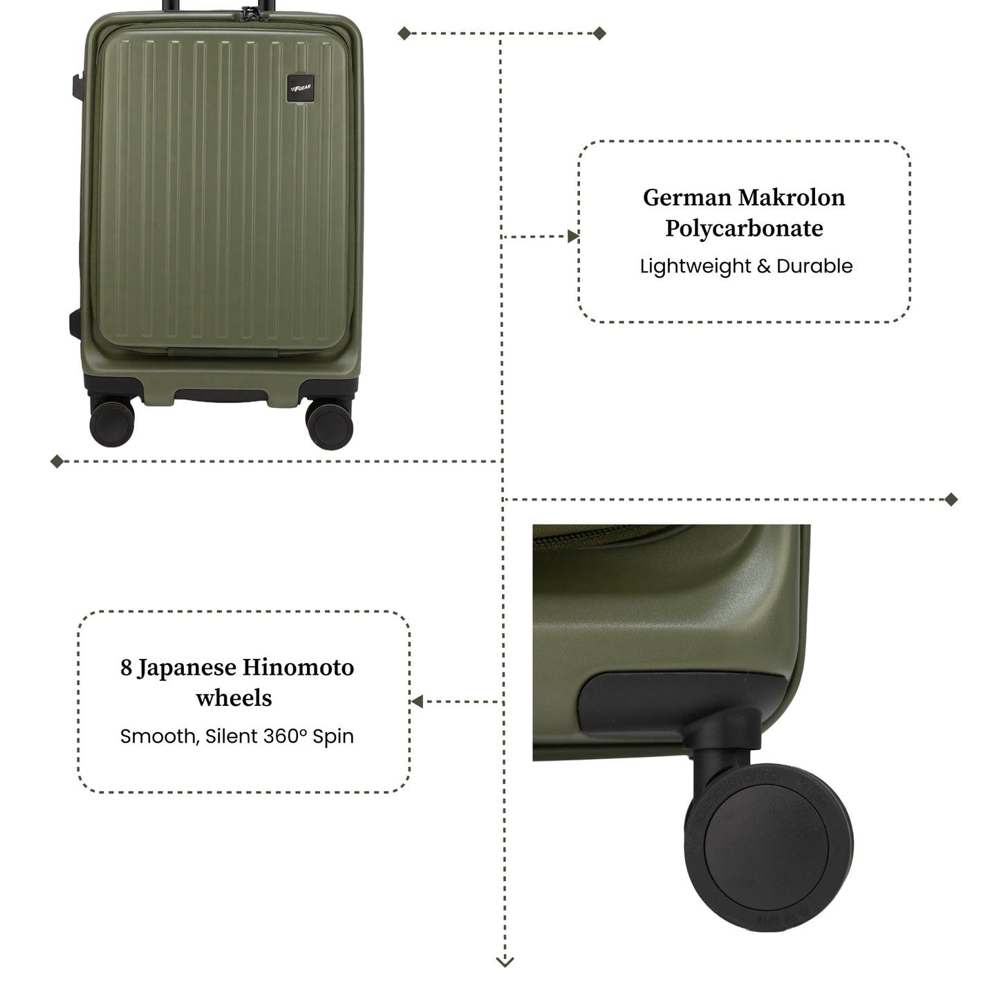 Montreal Small Cabin Pro Army Green 54 cms Front-Opening Strolley