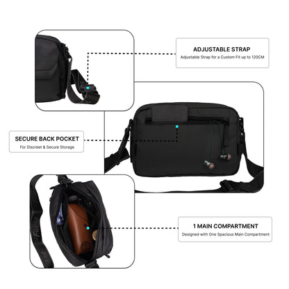 Girona 3L Black Soft Crossbody Sling Bag