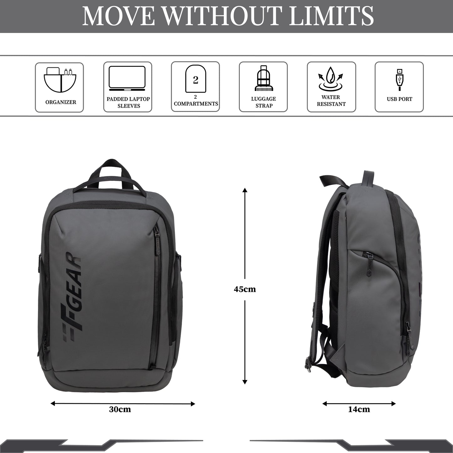 Bellagio 20L Grey Laptop Backpack