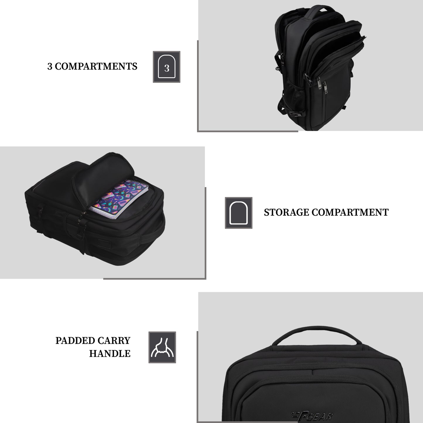 Sydney 27L Black Laptop Backpack