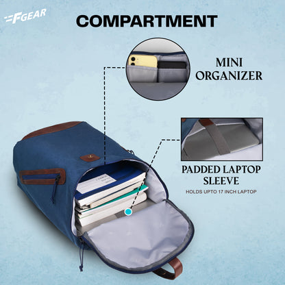 Cobalt 27L Navy Canvas Backpack