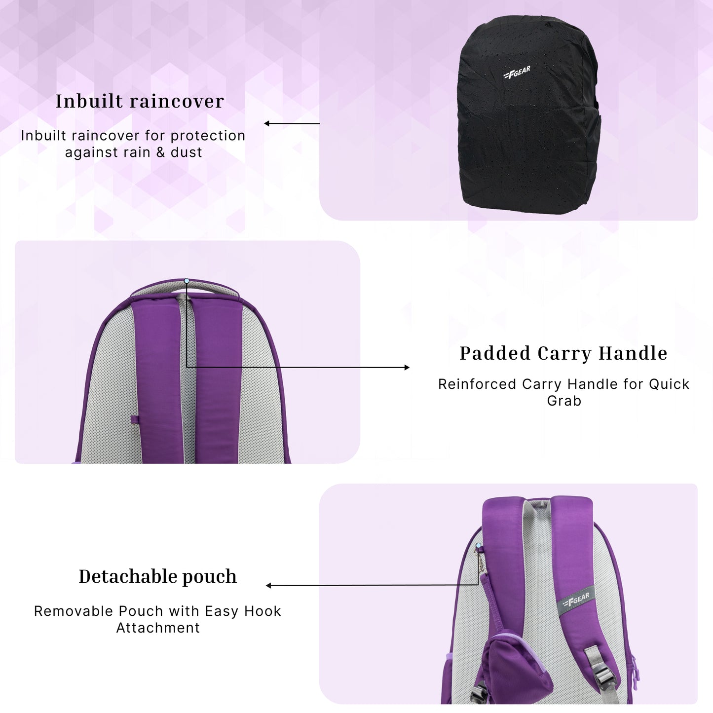 Century Dark Purple 27L Laptop with Raincover
