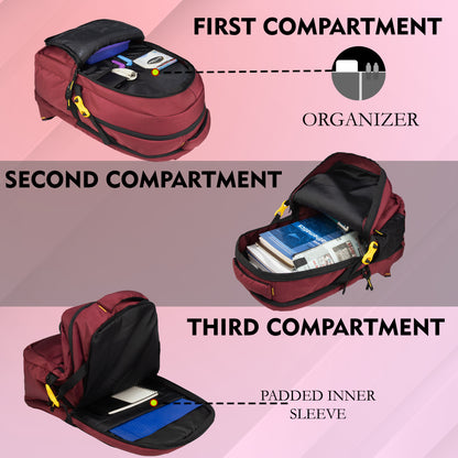 Ember 36L Maroon Backpack with Rain cover