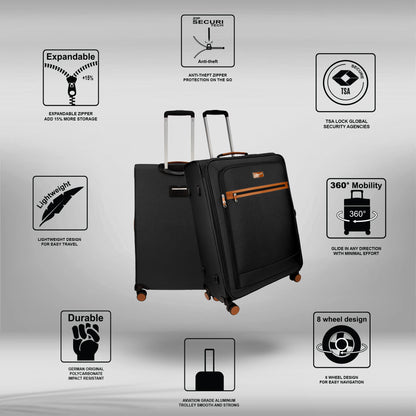 SoftAir Medium Black Check-in Suitcase