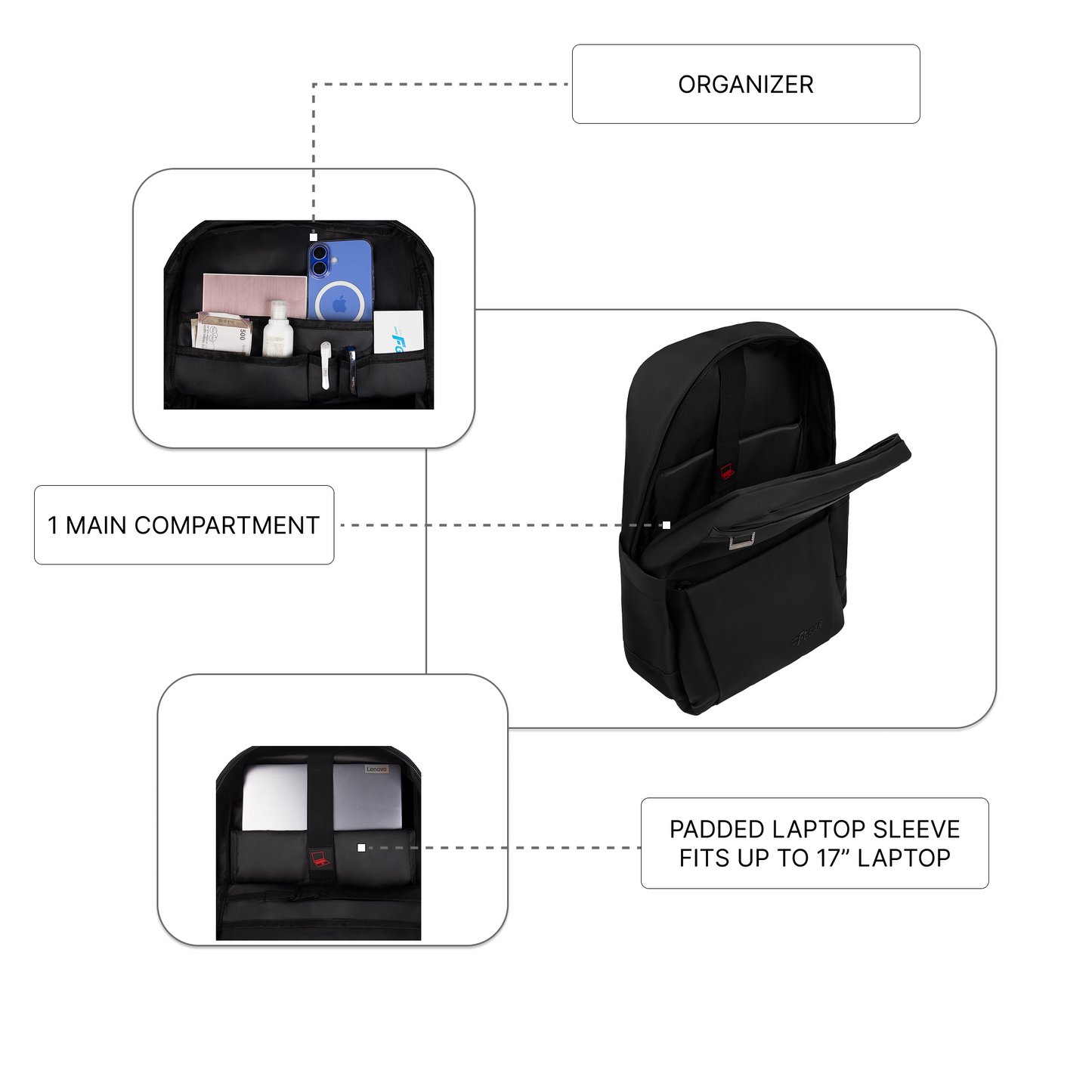 Berlin 21L Black Laptop Backpack