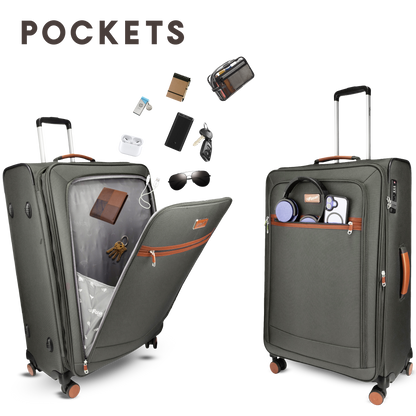 F Gear SoftAir Large Grey Check-in Suitcase