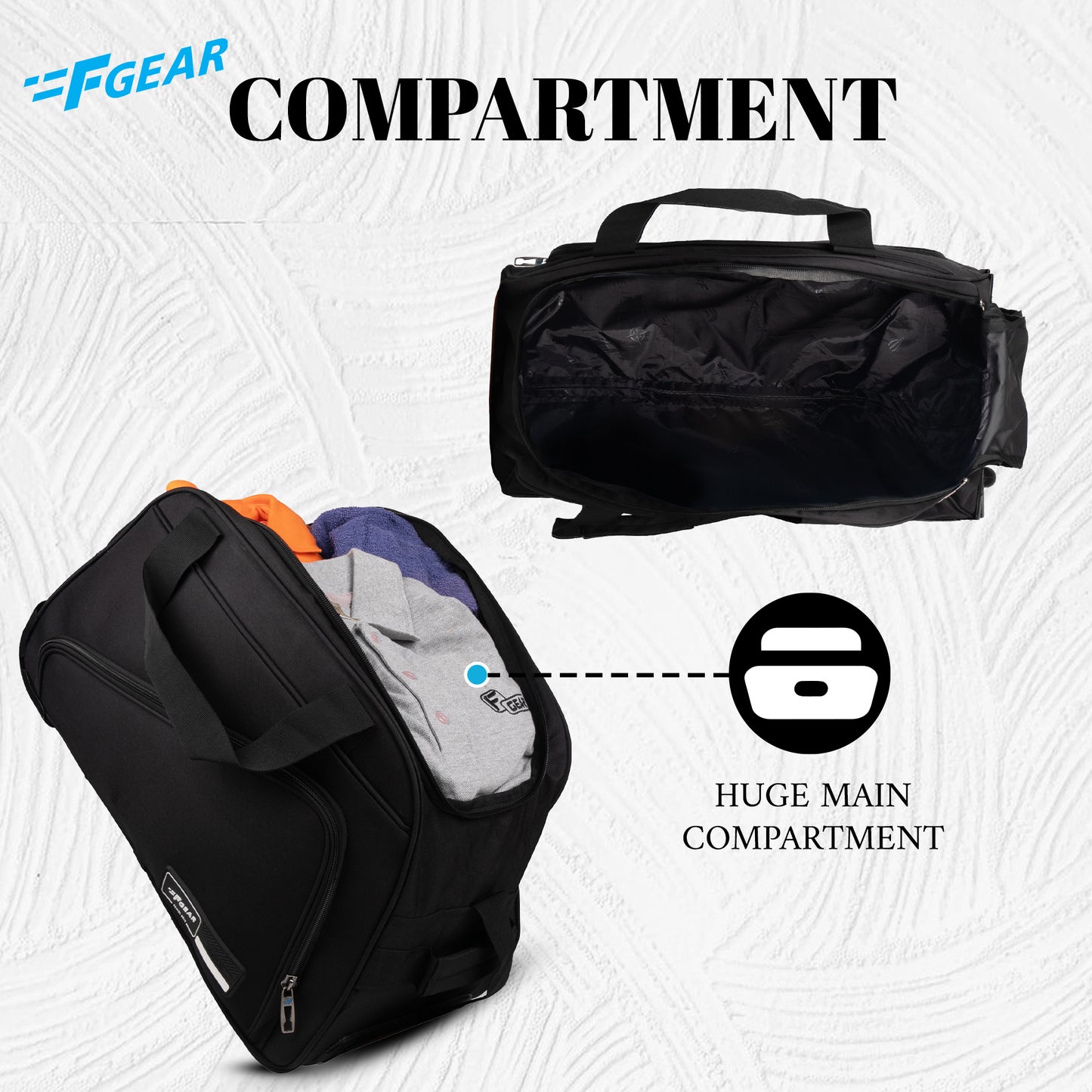 Pedro 37L Black Duffle Trolley Bag