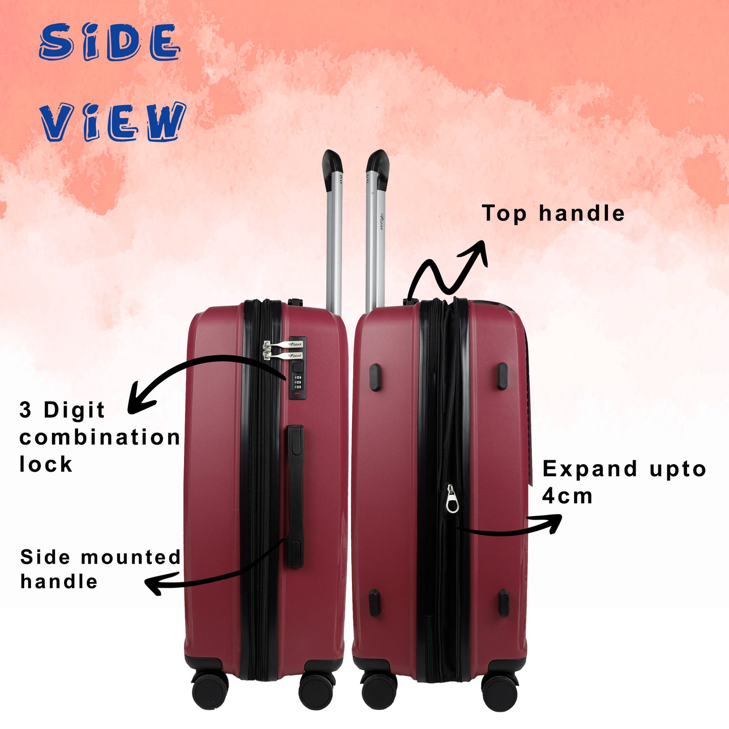 STV PP03 24" Rosebud Expandable Medium Check-in Suitcase