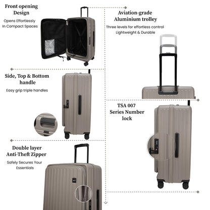 Montreal Large Taupe 76 cms Front-Opening Strolley