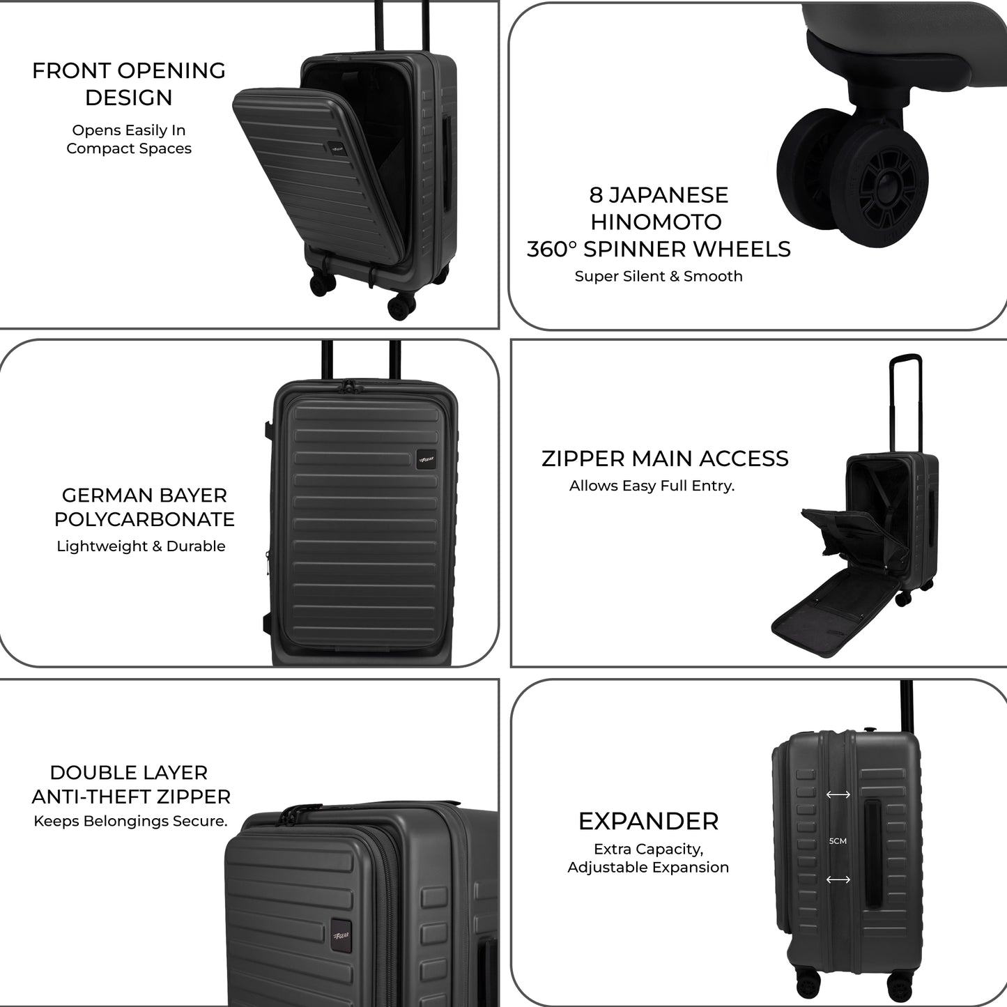Windsor Steel Grey 56 cms Small Front Opening Trunk-Style Cabin Strolley with Laptop Sleeve & Expander