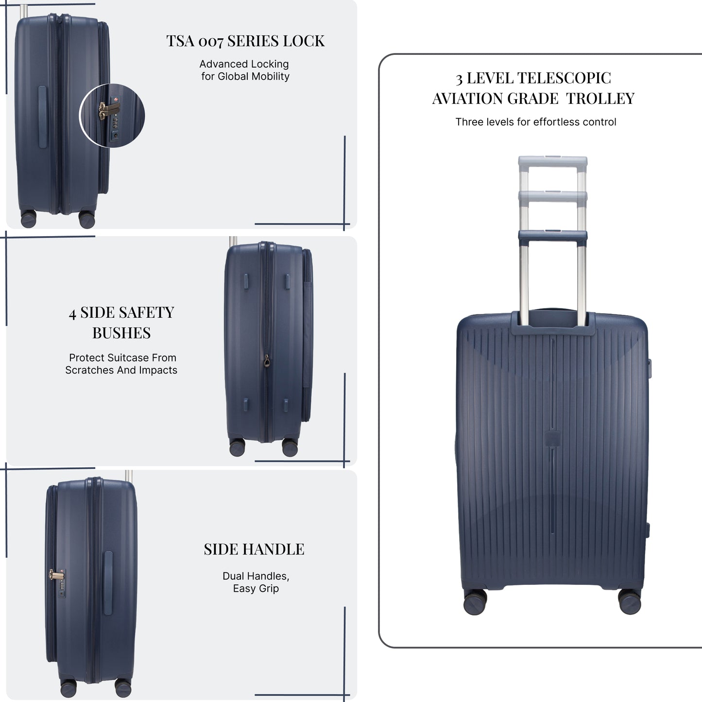 F Gear Myton Medium Front Opening Navy Check-in Strolley