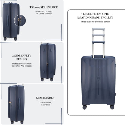 F Gear Myton Medium Front Opening Navy Check-in Strolley