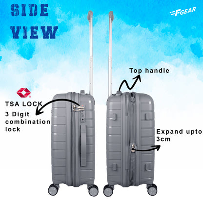 Bastion 20" Light Grey Expandable Small Carry-On Luggage Suitcase