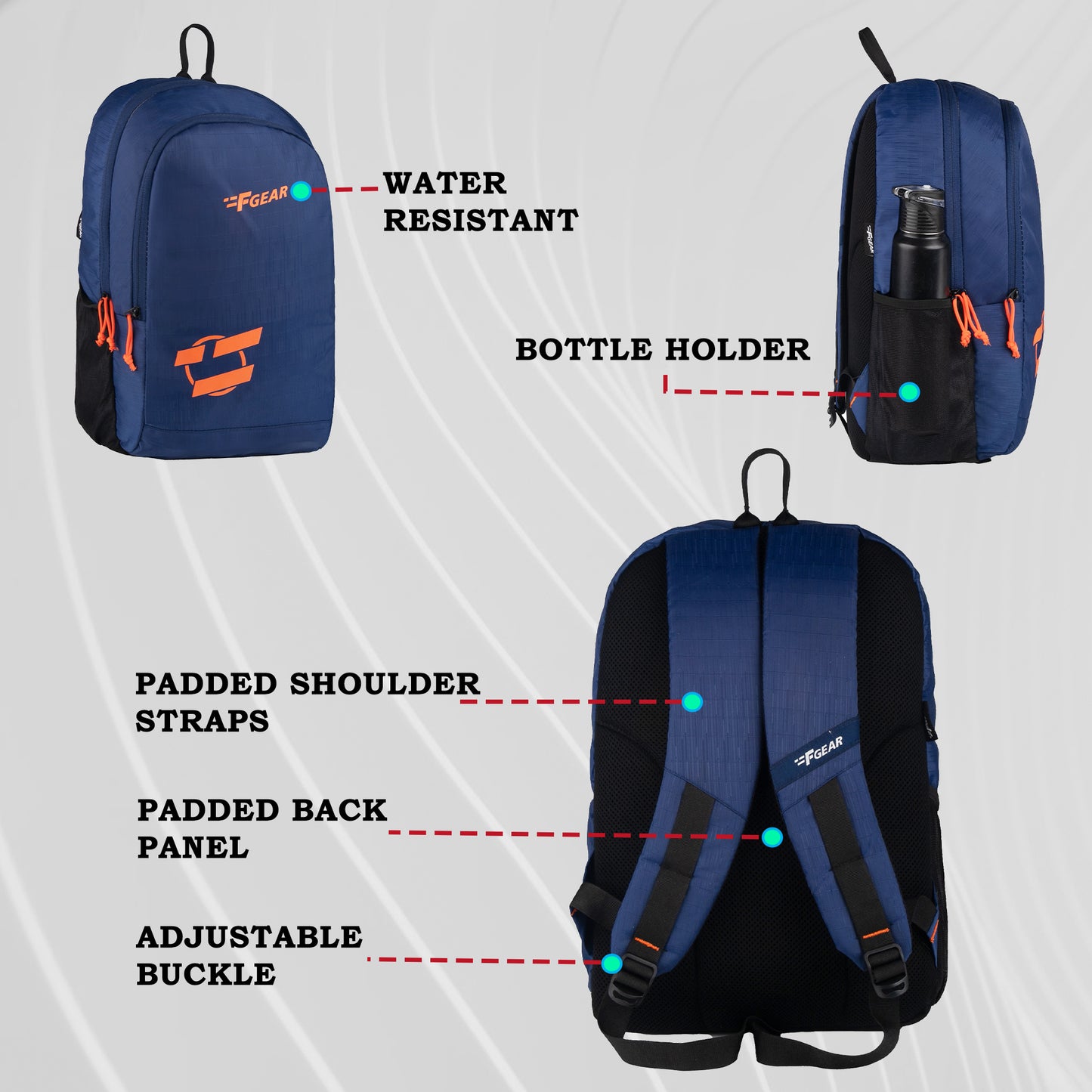 Castle Linen 22L Navy Blue Backpack