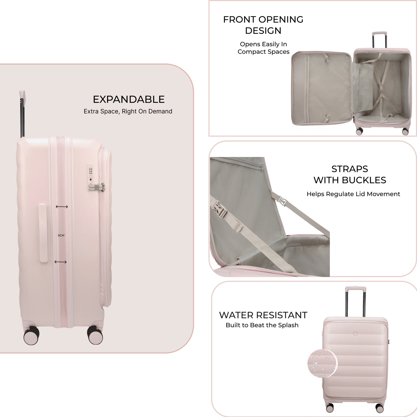 Valencia Small Silk Rose 54 cms Front-Opening Cabin Strolley